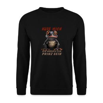 FROSCH KÜSS MICH MÖCHTE PRINZ SEIN - Unisex Pullover - Schwarz - Vorne - Alina (178cm) & Michal (187cm)