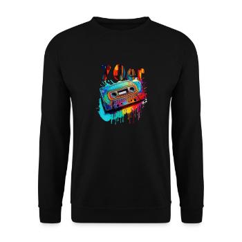 MUSIC CASSETTE 70s - Unisex Sweatshirt - black - Front - Alina (178cm) & Michal (187cm)