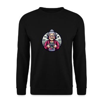 Gamer Oma - Unisex Pullover - Schwarz - Vorne - Alina (178cm) & Michal (187cm)