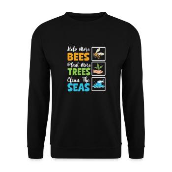 Aidez plus d’abeilles à planter plus d’arbres pour nettoyer les mers - Sweat-shirt Unisexe - noir - Devant - Alina (178cm) & Michal (187cm)