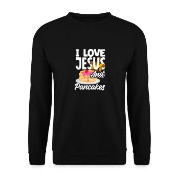 J’aime Jésus et les crêpes - Sweat-shirt Unisexe - noir - Devant - Alina (178cm) & Michal (187cm)