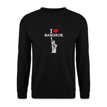 I Love Bangkok Heart Flag Statue Of Liberty Pun - Unisex Sweatshirt - black - Front - Alina (178cm) & Michal (187cm)
