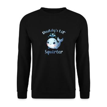 Daddys kleiner Squirter unangemessen peinlich - Unisex Pullover - Schwarz - Vorne - Alina (178cm) & Michal (187cm)