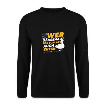 Faschingskostüm WER GÄNSEHAUT DER SCHLÄGT ENTEN - Unisex Pullover - Schwarz - Vorne - Alina (178cm) & Michal (187cm)