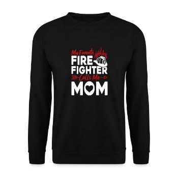 Mein Lieblings-Feuerwehrmann nennt mich Mama - Unisex Pullover - Schwarz - Vorne - Alina (178cm) & Michal (187cm)