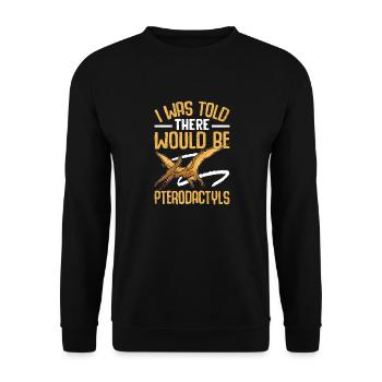 Lustiges Pterodaktylus Dinosaurier Design - Unisex Pullover - Schwarz - Vorne - Alina (178cm) & Michal (187cm)
