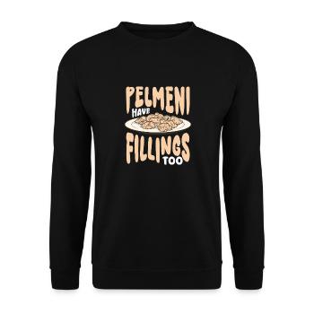 Pelmeni Have Filling Too Traditional Russian Food - Unisex Pullover - Schwarz - Vorne - Alina (178cm) & Michal (187cm)