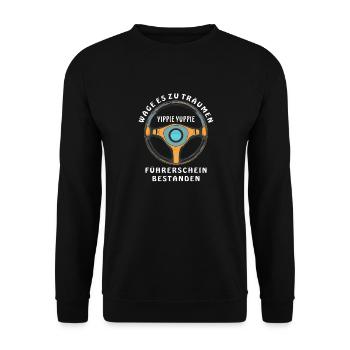 DRIVER'S LICENSE PASSED - Unisex Sweatshirt - black - Front - Alina (178cm) & Michal (187cm)