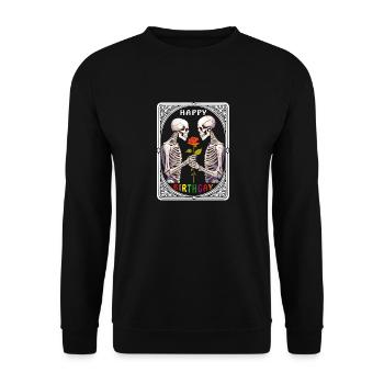 PLAYING CARD HAPPY BIRTHGAY - Unisex Sweatshirt - black - Front - Alina (178cm) & Michal (187cm)