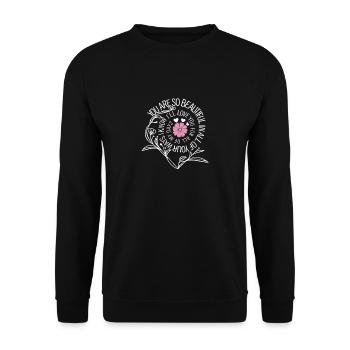 Belle citation d’amour avec fleur rose Bel amour - Sweat-shirt Unisexe - noir - Devant - Alina (178cm) & Michal (187cm)