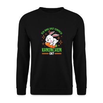 Ich Mag Halt Einfach Kaninchen - Unisex Pullover - Schwarz - Vorne - Alina (178cm) & Michal (187cm)