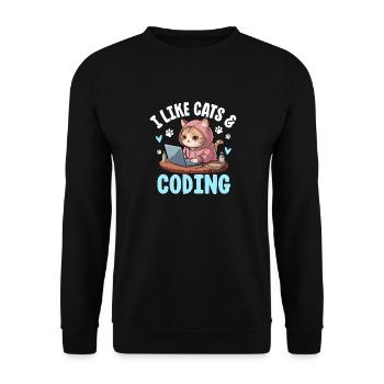 I Like Cats and Coding Nerd Design - Unisex Sweatshirt - black - Front - Alina (178cm) & Michal (187cm)