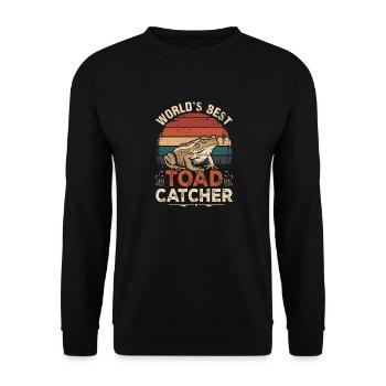 World's Best Toad Catcher Retro - Unisex Sweatshirt - black - Front - Alina (178cm) & Michal (187cm)