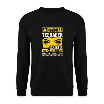 Funny Teenage Eye Roll Design - Unisex Sweatshirt - black - Front - Alina (178cm) & Michal (187cm)