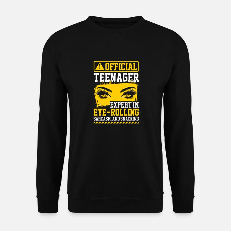 Lustiges Teenager Augenrollen Design - Unisex Pullover - Schwarz