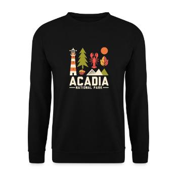 Acadia National Park Retro Design - Unisex Sweatshirt - black - Front - Alina (178cm) & Michal (187cm)