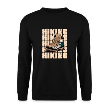 Erkunde Die Berge Mit Deinen Wanderschuhen - Unisex Pullover - Schwarz - Vorne - Alina (178cm) & Michal (187cm)