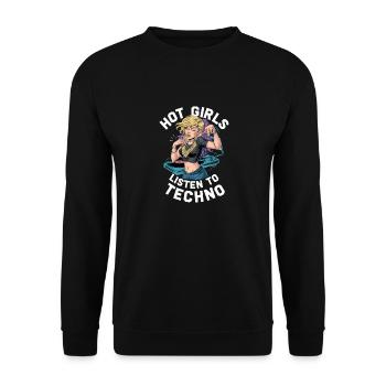 Les filles qui aiment écouter de la musique techno et - Sweat-shirt Unisexe - noir - Devant - Alina (178cm) & Michal (187cm)