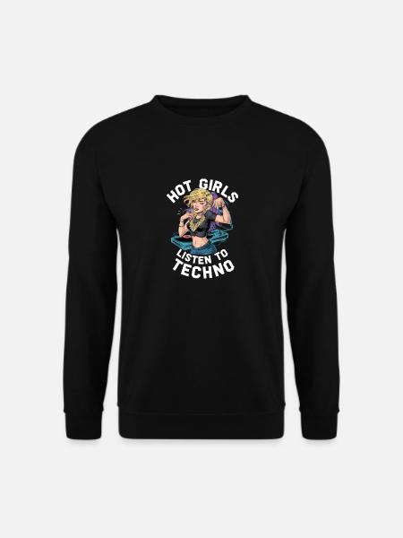 Girls Who Love To Listen To Techno Music Und - Unisex Pullover - Schwarz