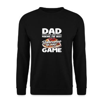 Pancakes are my game for dads - Unisex Sweatshirt - black - Front - Alina (178cm) & Michal (187cm)