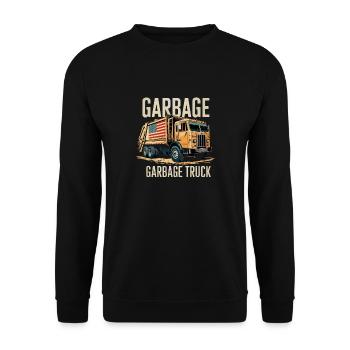 Garbage Truck Motiv Für Müllabfuhr Begeisterte - Unisex Pullover - Schwarz - Vorne - Alina (178cm) & Michal (187cm)