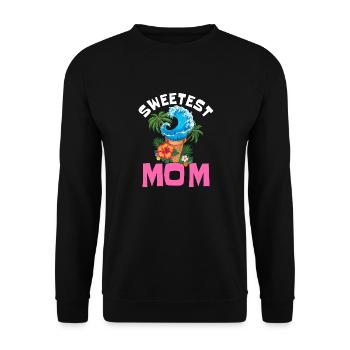 Sweetest Mom – Sommer & Wellen - Unisex Pullover - Schwarz - Vorne - Alina (178cm) & Michal (187cm)