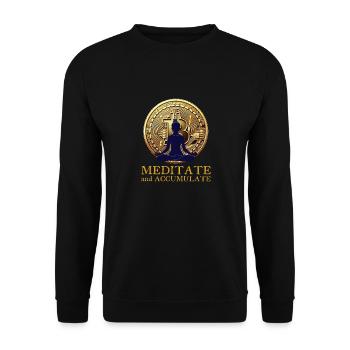 Meditieren und Bitcoin sammeln Krypto Yoga - Unisex Pullover - Schwarz - Vorne - Alina (178cm) & Michal (187cm)