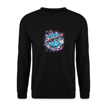 Space Dino Happy New Year 2025 - Unisex Pullover - Schwarz - Vorne - Alina (178cm) & Michal (187cm)