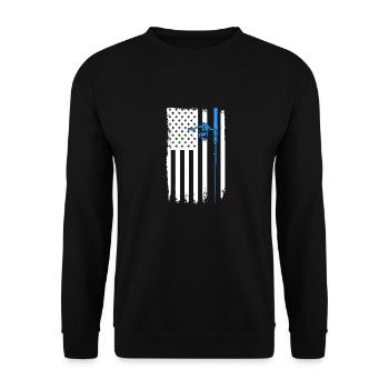 Flag Fishing Rod - Unisex Sweatshirt - black - Front - Alina (178cm) & Michal (187cm)
