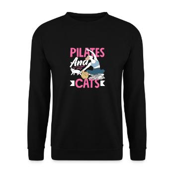 Pilates et chats pour se détendre - Sweat-shirt Unisexe - noir - Devant - Alina (178cm) & Michal (187cm)