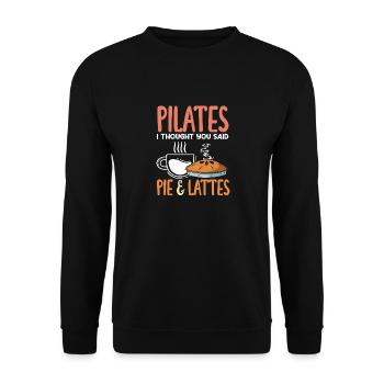 Pilates I thought you said pie & lattes - Unisex Sweatshirt - black - Front - Alina (178cm) & Michal (187cm)