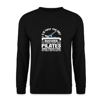 Pilates Erfolg Mit Instruktor Anleitung - Unisex Pullover - Schwarz - Vorne - Alina (178cm) & Michal (187cm)