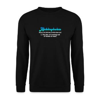 Abibliophobia Bookworm Reading Books - Unisex Sweatshirt - black - Front - Alina (178cm) & Michal (187cm)