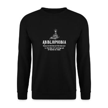 Abibliophobie Bücherwurm Lesebücher - Unisex Pullover - Schwarz - Vorne - Alina (178cm) & Michal (187cm)