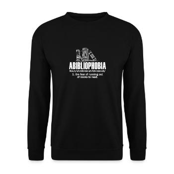 Abibliophobia Bookworm Reading Books - Unisex Sweatshirt - black - Front - Alina (178cm) & Michal (187cm)