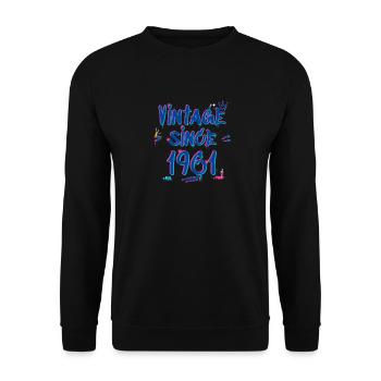 Vintage Since 1961 Graffiti Glitch 64th Bday Vibes - Unisex Sweatshirt - black - Front - Alina (178cm) & Michal (187cm)