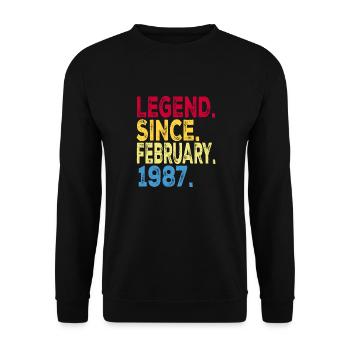Legende seit Februar 1987 Design Für alte Menschen, - Unisex Pullover - Schwarz - Vorne - Alina (178cm) & Michal (187cm)