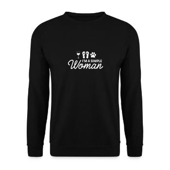 Ich Bin Eine Einfache Frau: Hund Frau, Katze Frau - Unisex Pullover - Schwarz - Vorne - Alina (178cm) & Michal (187cm)