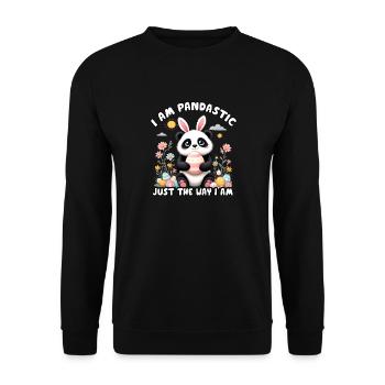 I am Pandastic just the way I am - Unisex Sweatshirt - black - Front - Alina (178cm) & Michal (187cm)