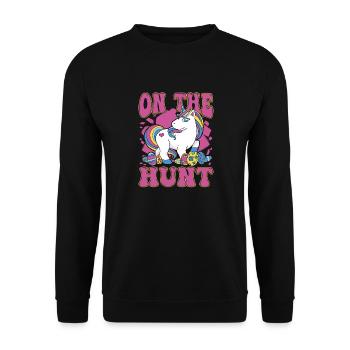 On the Hunt Unicorn Easter - Unisex Sweatshirt - black - Front - Alina (178cm) & Michal (187cm)