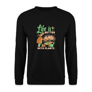 Plant Lover Gardening Life Is - Unisex Sweatshirt - black - Front - Alina (178cm) & Michal (187cm)