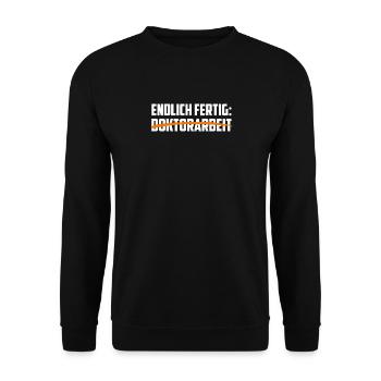 Doktortitel ENDLICH FERTIG DOKTORARBEIT GESCHAFFT - Unisex Pullover - Schwarz - Vorne - Alina (178cm) & Michal (187cm)