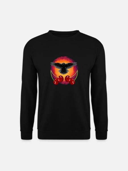 Rockabilly Krähe Krähen Kirsche Kirschen Obst - Unisex sweater - sort