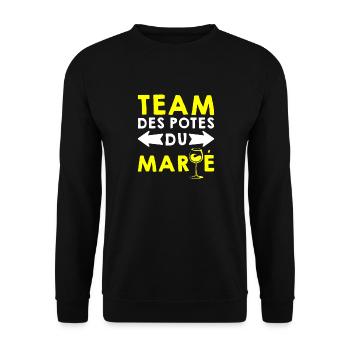 TEAM DES POTES DU MARIÉ EVG FUTUR MARIÉ ÉQUIPE - Sweat-shirt Unisexe - noir - Devant - Alina (178cm) & Michal (187cm)