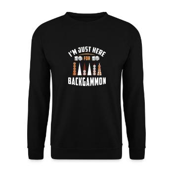 Backgammon Spiel - Unisex Pullover - Schwarz - Vorne - Alina (178cm) & Michal (187cm)