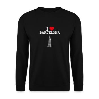 Espagne État J’aime Barcelone Empire Coeur Drapeau - Sweat-shirt Unisexe - noir - Devant - Alina (178cm) & Michal (187cm)