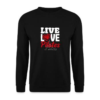 Pilates Live Love Pilates Passion - Unisex Sweatshirt - black - Front - Alina (178cm) & Michal (187cm)