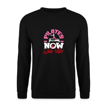 Pilates Now Wine Later Charming - Unisex Sweatshirt - black - Front - Alina (178cm) & Michal (187cm)