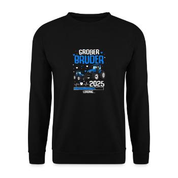 Großer Bruder 2025 Baby Traktor Landwirt - Unisex Pullover - Schwarz - Vorne - Alina (178cm) & Michal (187cm)