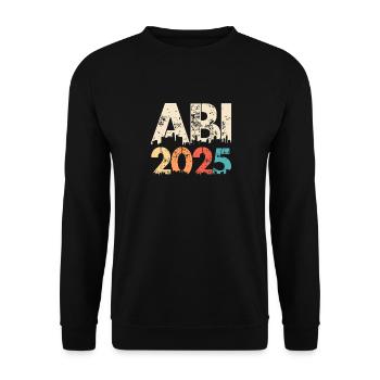 ABI 2025 Abitur Abschluss Lustiges Abiturienten - Unisex Pullover - Schwarz - Vorne - Alina (178cm) & Michal (187cm)